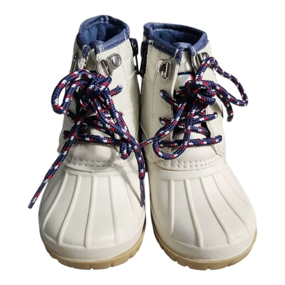 Tommy Hilfiger Danni Duck Boots Kids Size 7 White All-Weather Winter Rain Durabl